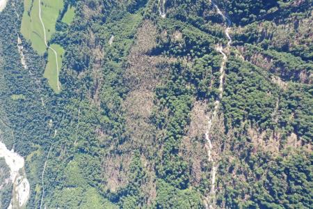 Poškodbe po vetrolomu na Polovniku nad Čezsočo